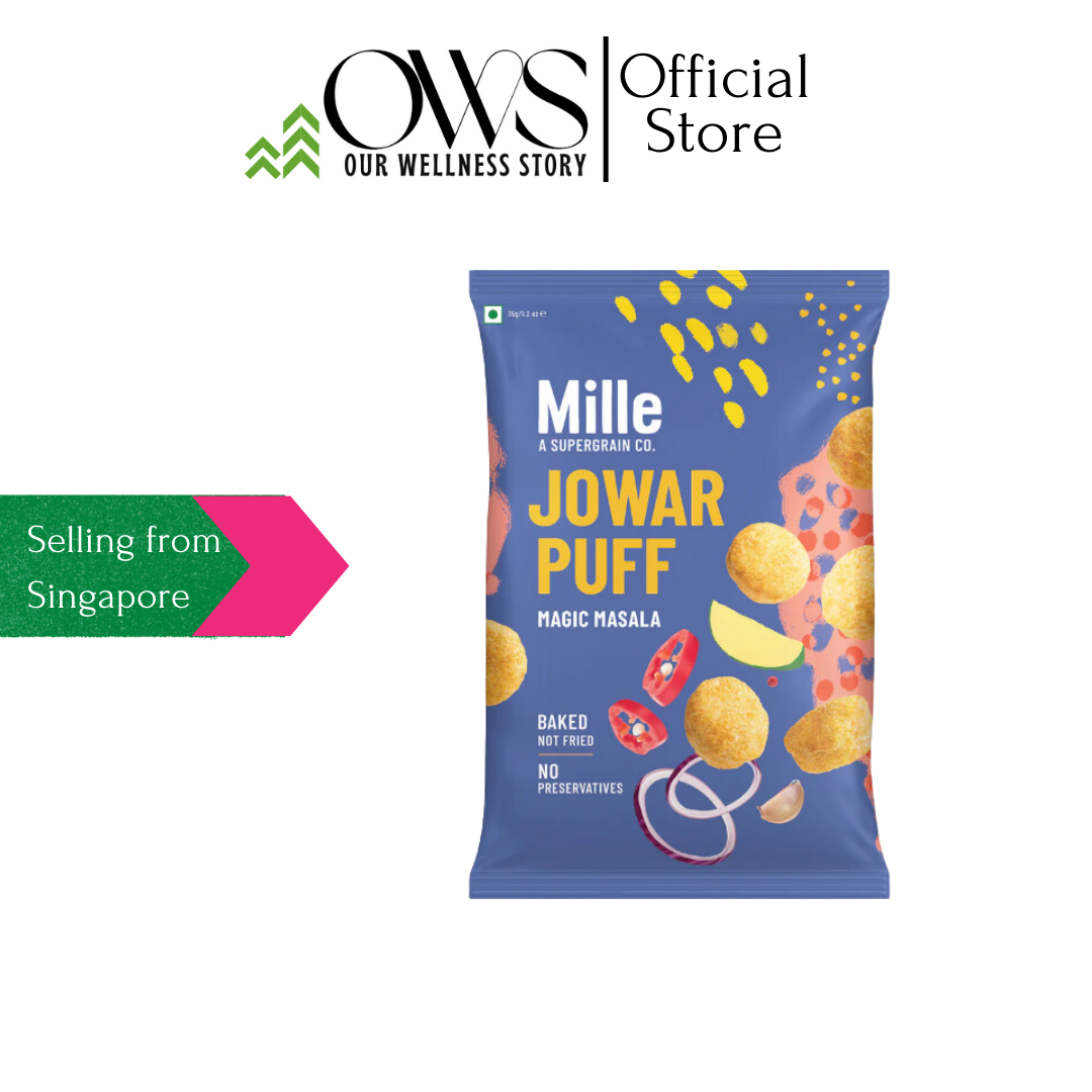 Slurrp Farm Mille - Millet Snack Puff / Cheese Balls / Jowar Puff (Cheese, Chatapata Treat & Magic Masala) - 35 gms